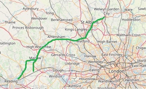 Hatfield to Reading Turnpike Map